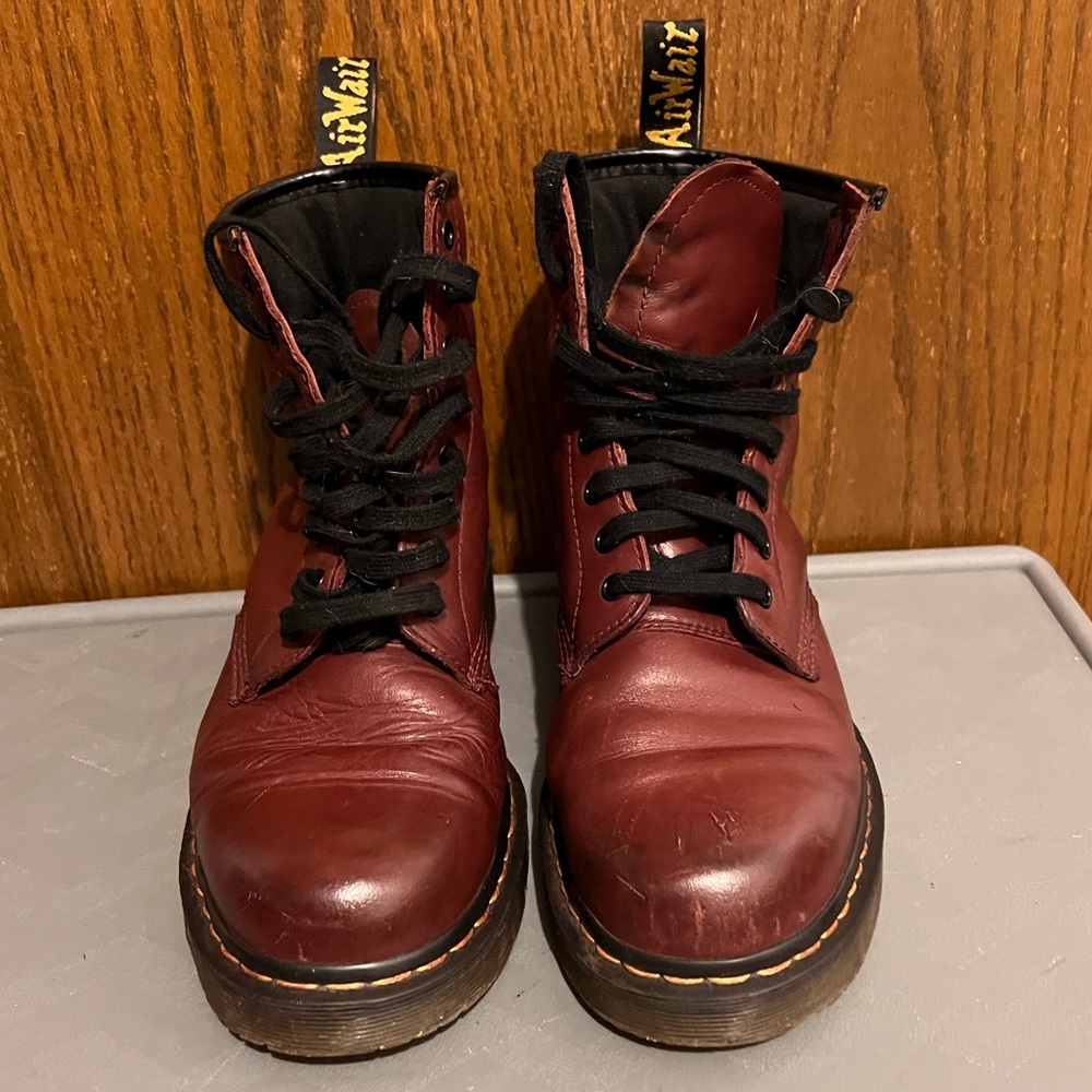Cherry colored Dr Martens worn a couple times very comfortable
